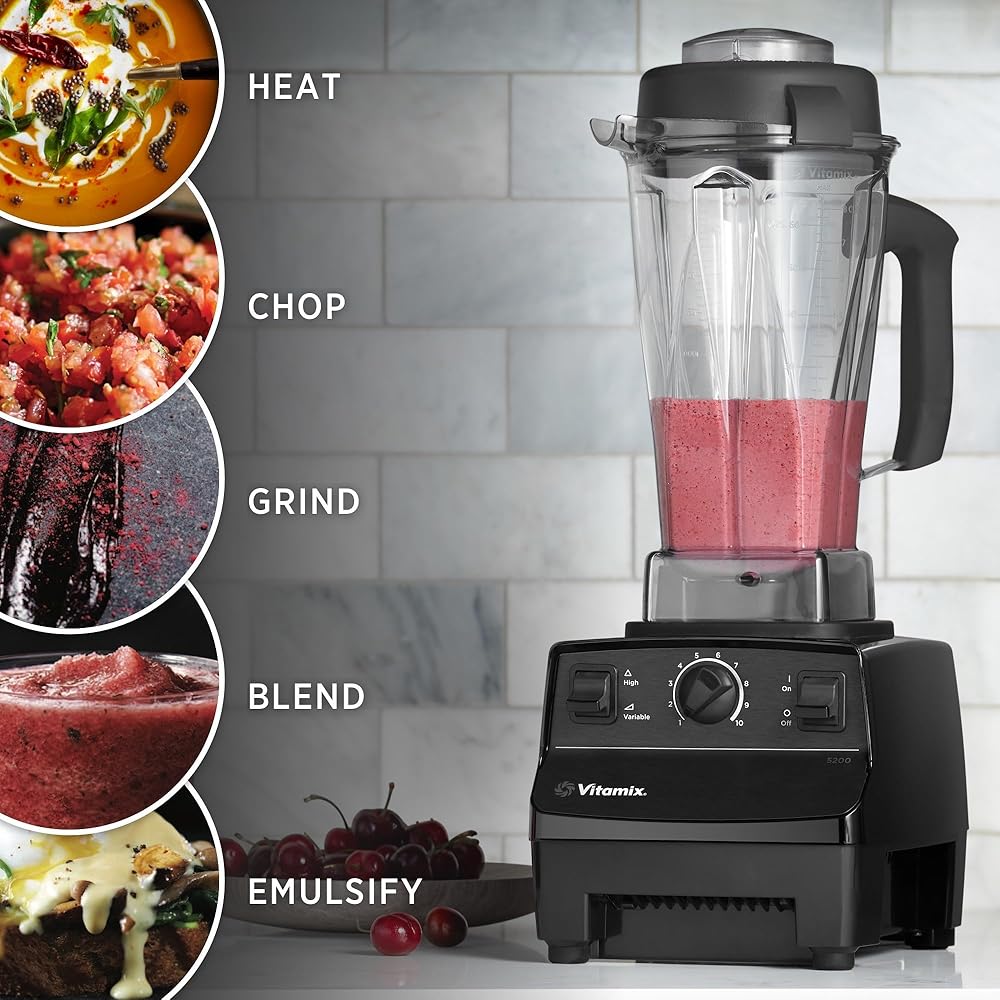 Vitamix 5200 Professional Grade Blender for Smoothies, Food Grinder and Emulsifier, 64oz Pitcher, Black: Electric Countertop Blenders: Home & Kitchen