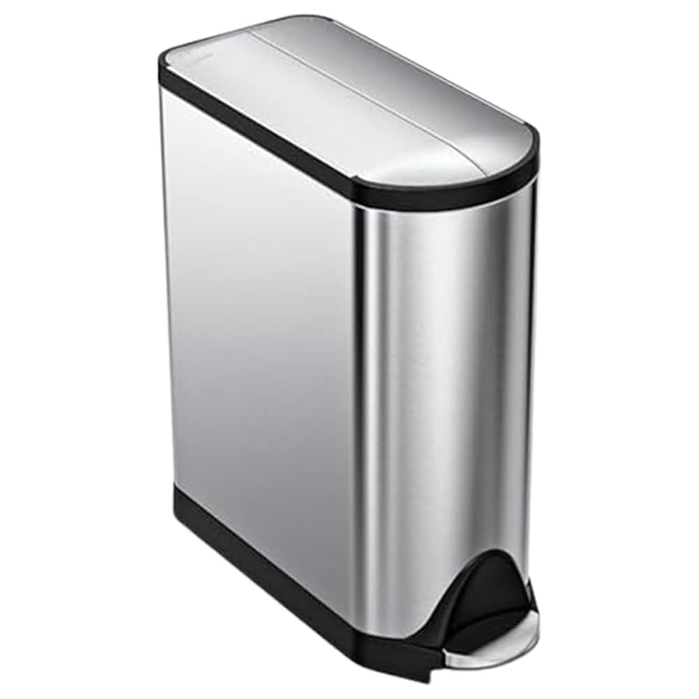simplehuman 45 Liter / 11.9 Gallon Butterfly Lid Kitchen Step Trash Can, Brushed Stainless Steel : Home & Kitchen