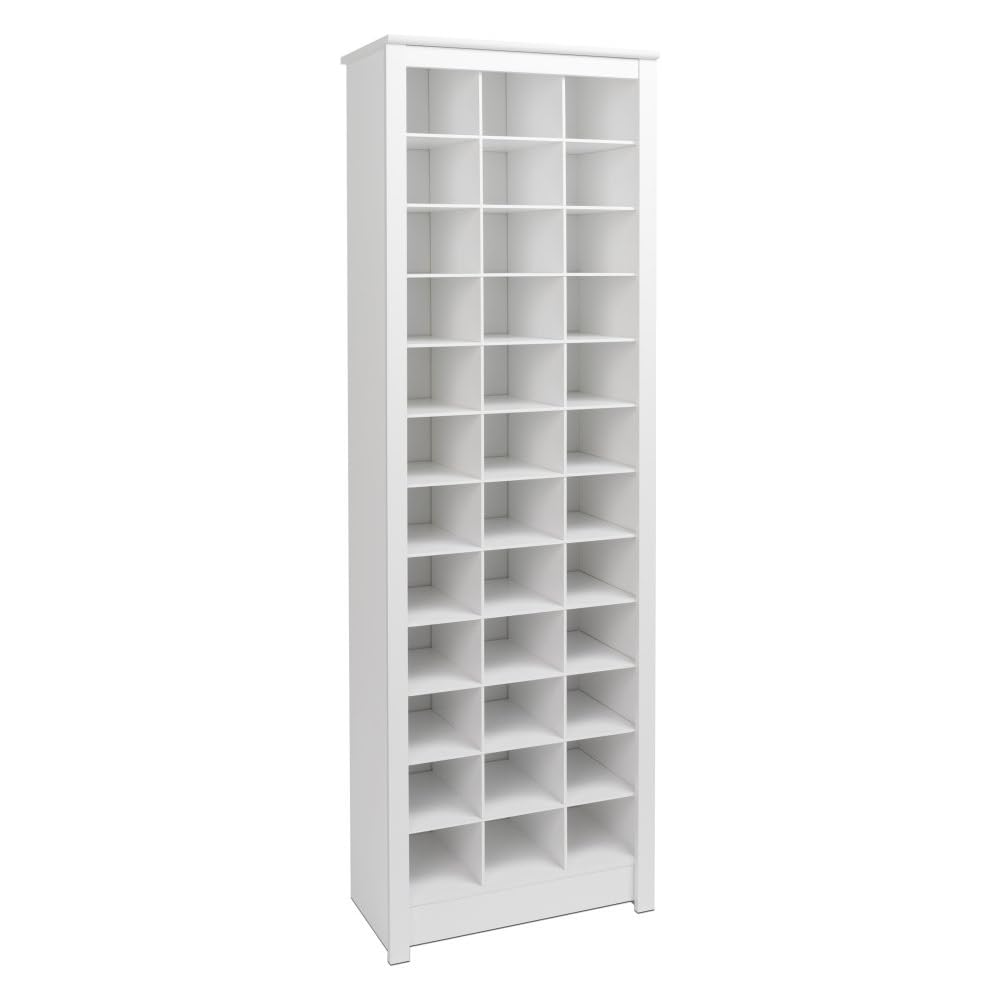 Prepac White Tall Storage Cabinet, Shoe Cabinet, Entryway Furniture with 36 Shoe Cubbies 13