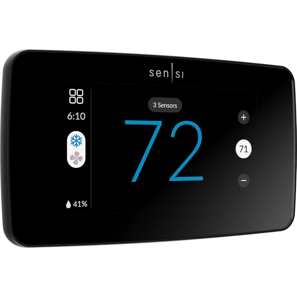 Sensi Touch 2 Smart Thermostat with Touchscreen Color Display, 100 Years of Expertise, Programmable, Wi-Fi, Data Privacy, Easy DIY, Works with Alexa, Energy Star Certified, ST76, C-Wire Required -