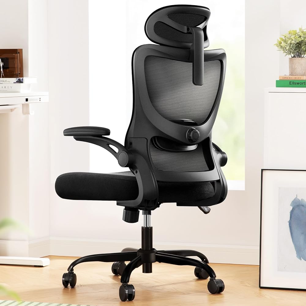 Marsail Ergonomic Office Chair: Office Computer Desk Chair with High Back Mesh and Adjustable Lumbar Support Rolling Work Swivel Task Chairs with Wheel 3D Armrests and Headrest : Home & Kitchen