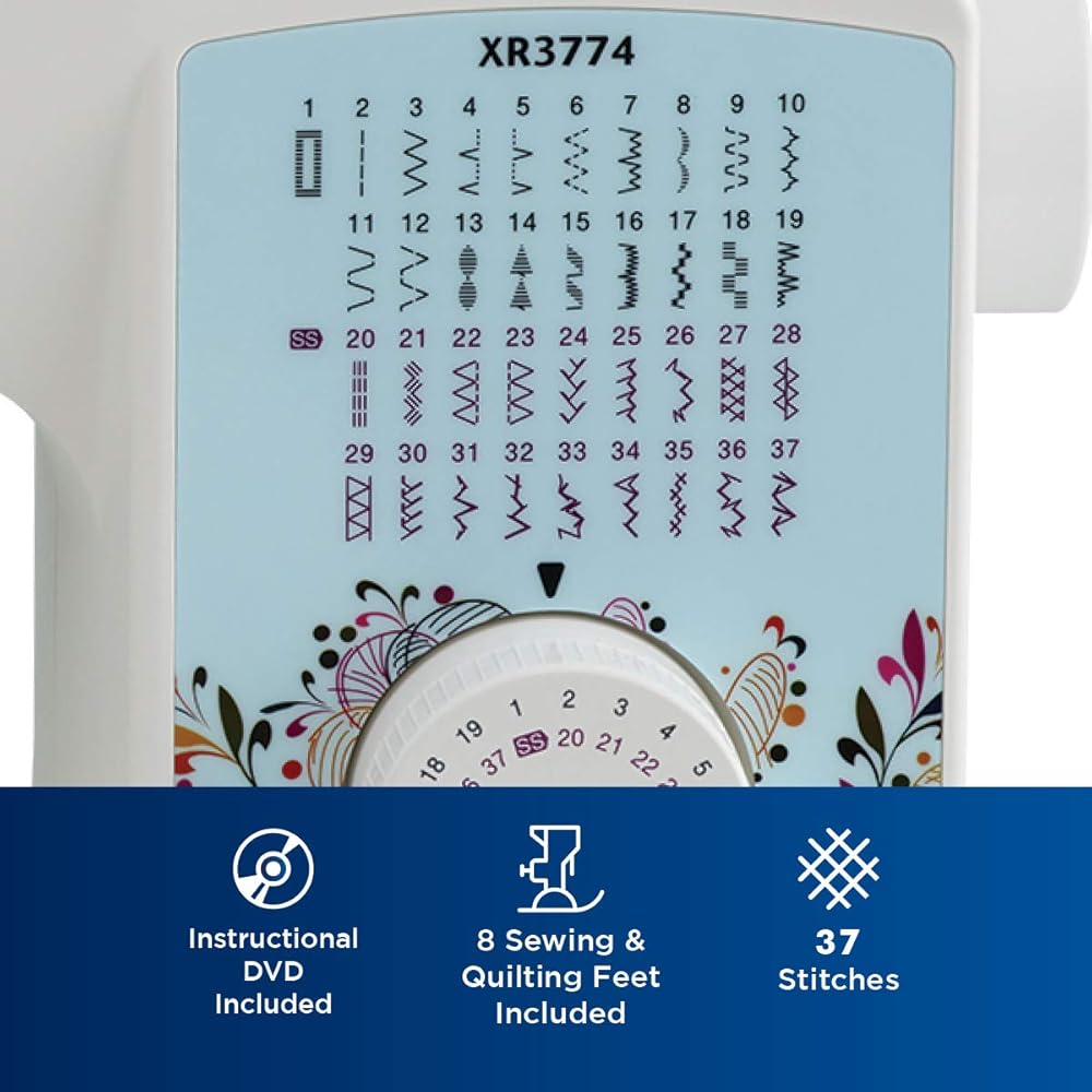 Brother Sewing and Quilting Machine, XR3774, 37 Built-in Stitches, Wide Table, 8 Included Sewing Feet