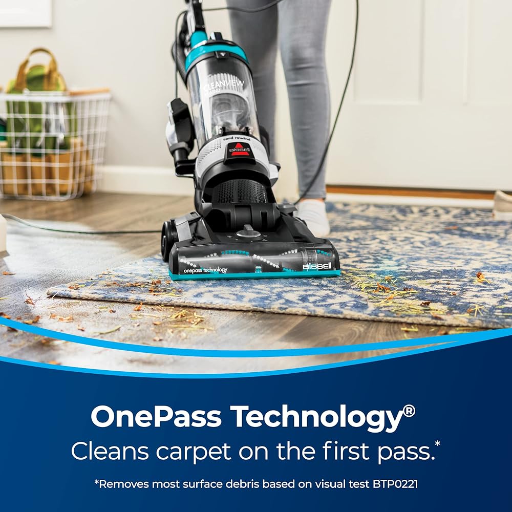 - Bissell CleanView Rewind Upright Bagless Vacuum with Automatic Cord Rewind & Active Wand, 3534