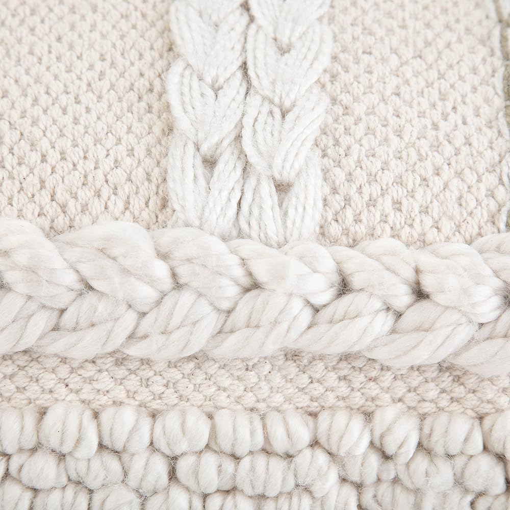 SIMPLIHOME Sommer Boho Square Pouf in Natural Handloom Woven Pattern for the Living Room, Bedroom and Kids Room : Home & Kitchen