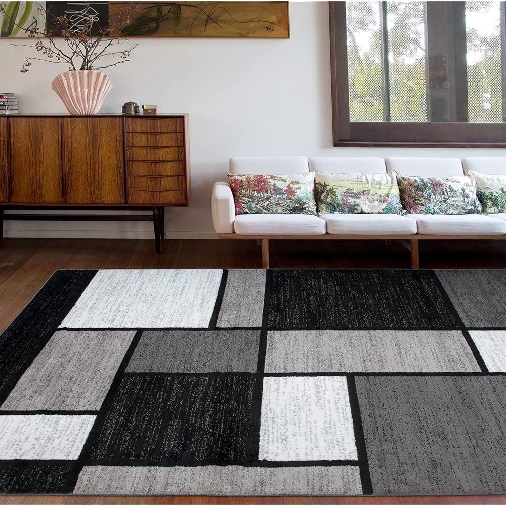 Rugshop Contemporary Modern Boxes for Home Office,Living Room,Bedroom,Kitchen Non-Shedding Area Rug 7' 10