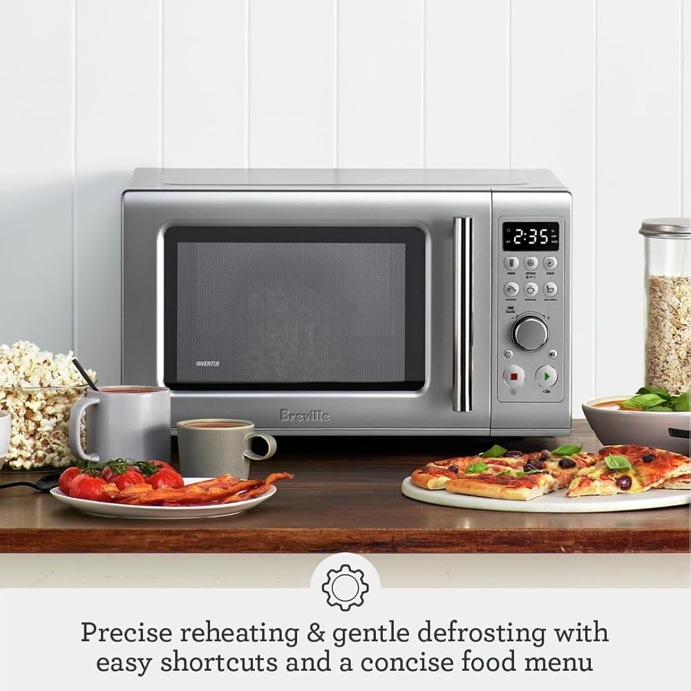 Breville BMO650SIL Compact Wave Soft Close Countertop Microwave Oven, Silver: Home & Kitchen