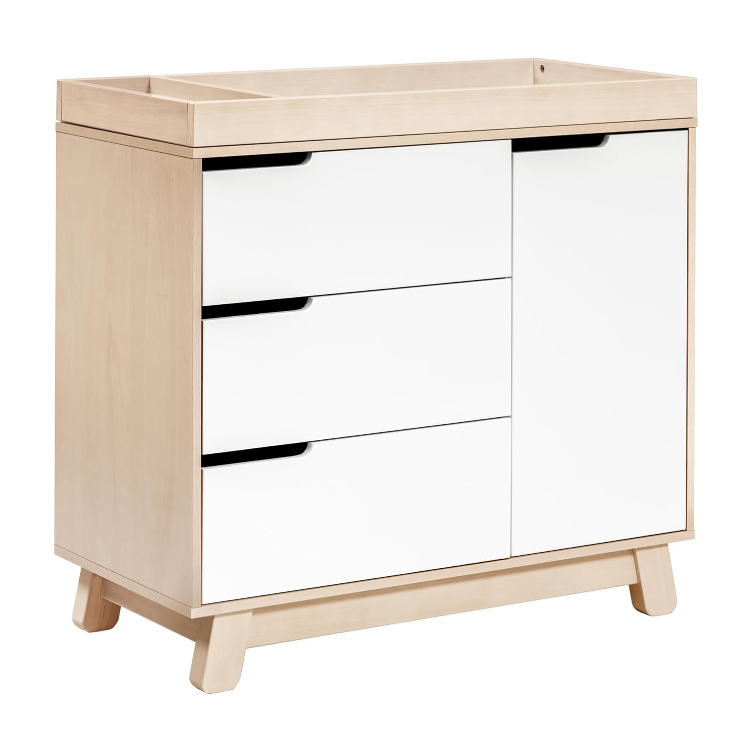 : Babyletto Hudson 3-Drawer Changer Dresser with Removable Changing Tray in Washed Natural and White, Greenguard Gold Certified : Baby