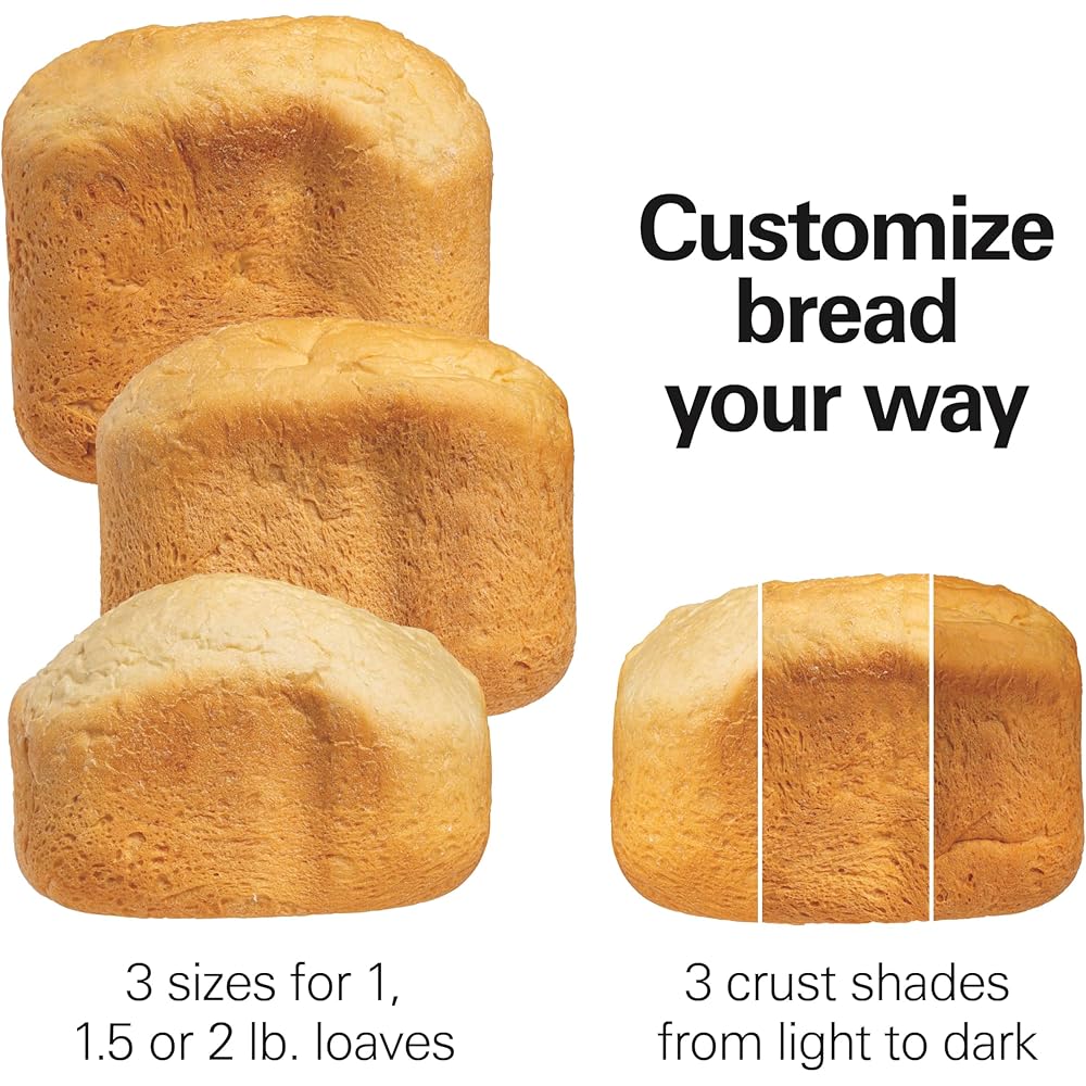 Hamilton Beach Automatic Bread Maker Machine, Digital, Programmable, 12 Settings + Gluten Free, PFAS-Free Nonstick Pan + Kneading Paddle, 2 lb Capacity, Black: Home & Kitchen