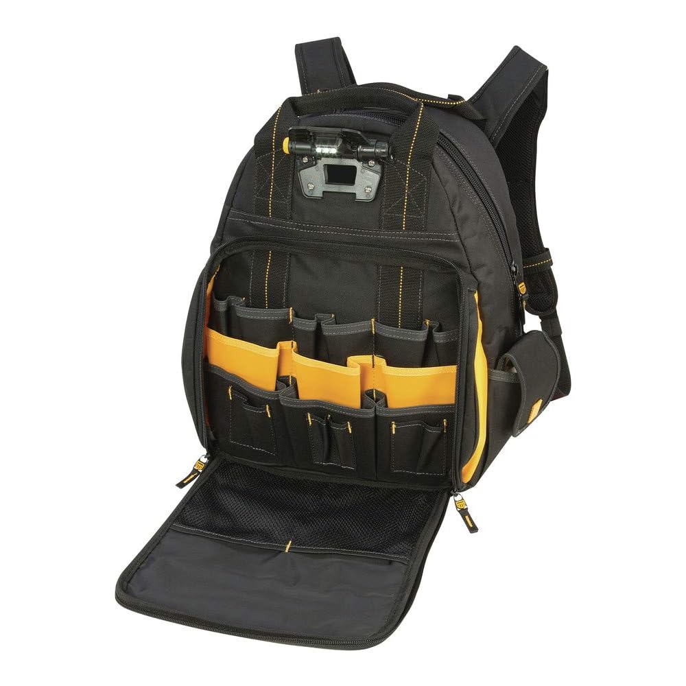 DEWALT DGL523 Lighted Tool Backpack Bag, 57-Pockets -