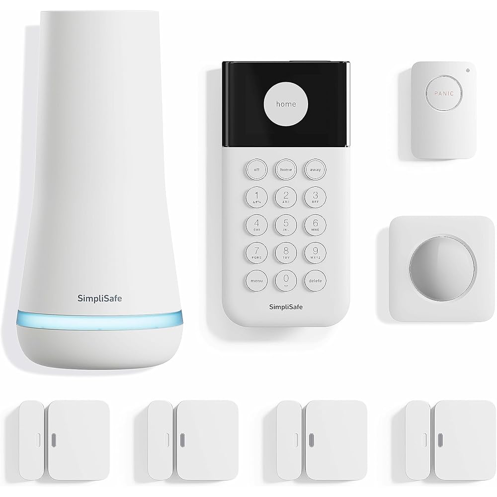 SimpliSafe 8 Piece Wireless Home Security System - Optional 24/7 Professional Monitoring - No Contract - Compatible with Alexa and Google Assistant , White : Electronics