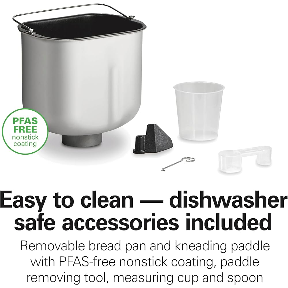 Hamilton Beach Automatic Bread Maker Machine, Digital, Programmable, 12 Settings + Gluten Free, PFAS-Free Nonstick Pan + Kneading Paddle, 2 lb Capacity, Black: Home & Kitchen