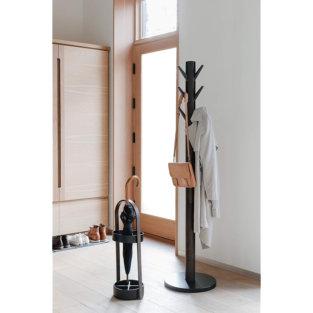 Umbra Flapper Coat Rack, Clothing Hanger, Umbrella Holder, and Hat Organizer, Great for Entryway, Black/Walnut (320361-048) : Home & Kitchen