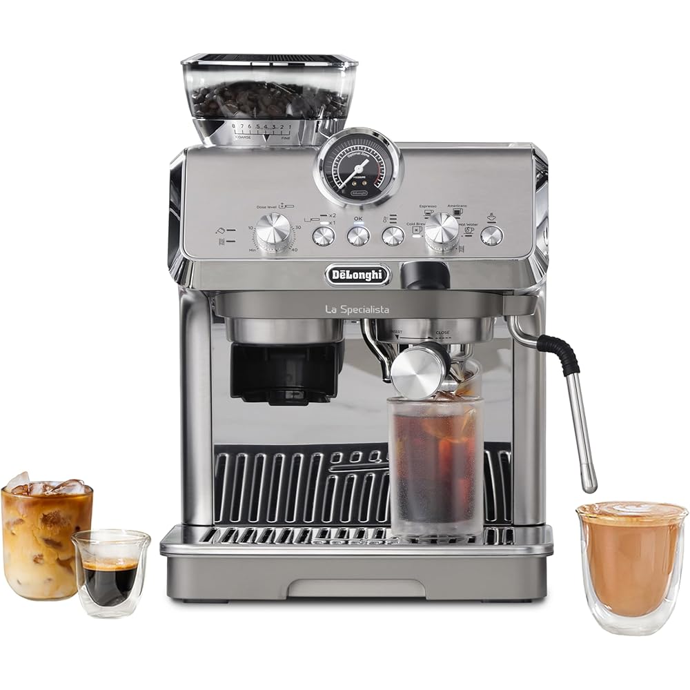 De'Longhi La Specialista Arte Evo Espresso Machine - Compact Cold Brew Coffee Maker with Grinder, Milk Steam Wand/Frother & Tamping Tools - Home Barista Kit for Lattes, Cappuccinos, Iced Coffee : Home & Kitchen
