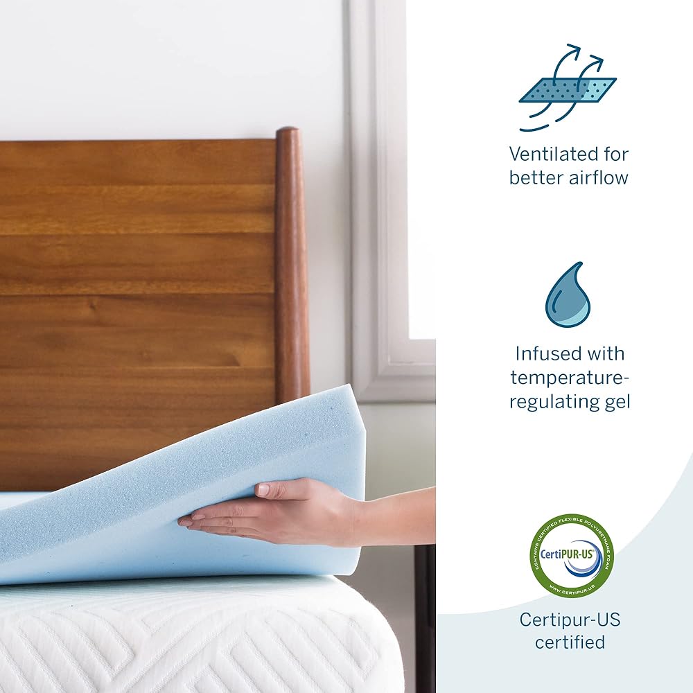 LUCID 3-inch Ventilated Gel Memory Foam Mattress Topper - King : Home & Kitchen