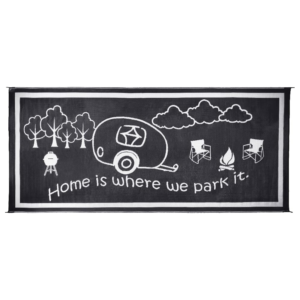 Stylish Camping RH8181 Black/White 8-Feet x 18-Feet RV Home Mat : Automotive