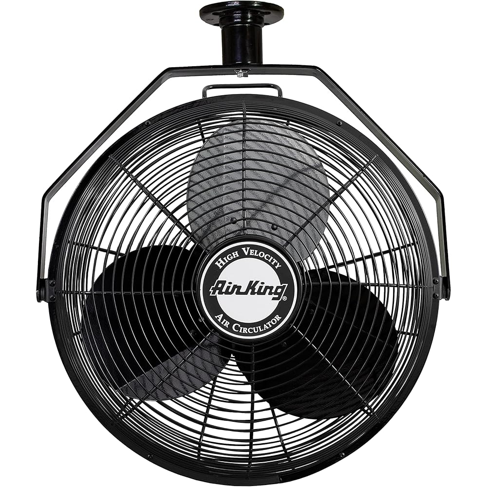 Air King 9718 18-Inch Industrial Grade Ceiling Mount Fan,Black - Wall Mount Oscillating Fan -