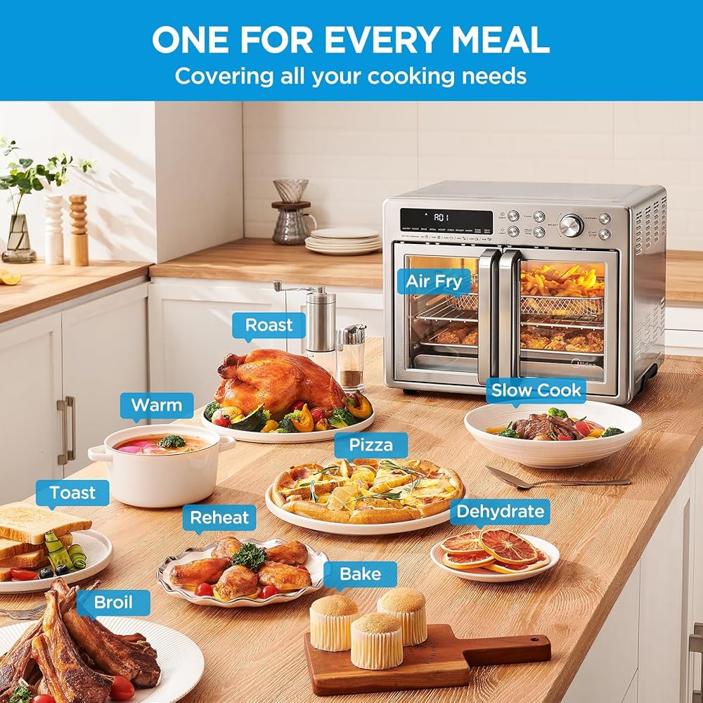 Midea Flexify French Door Toaster Oven Air Fryer Combo, 26.4 QT, Extra Large Air Fryer Countertop Oven 10-in-1 Combo, 25% Faster Cooking and 90% Less Oil, Stainless Steel : Home & Kitchen
