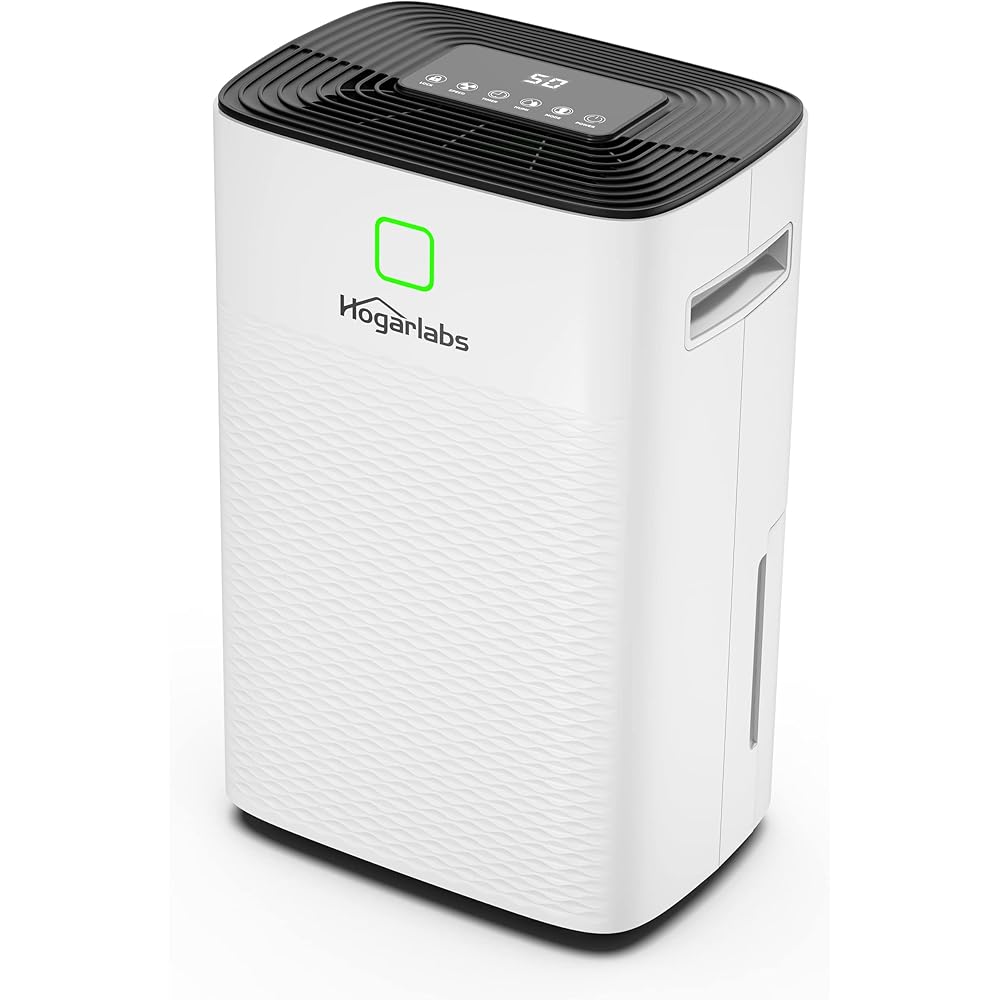 - HOGARLABS 34 Pint Dehumidifiers for Home Basements, with 3 Working Modes, Overflow Protection, and Auto Shut off Restart. Ultra Silent Dehumidifier with Drain Hose, Intelligent Humidity Control