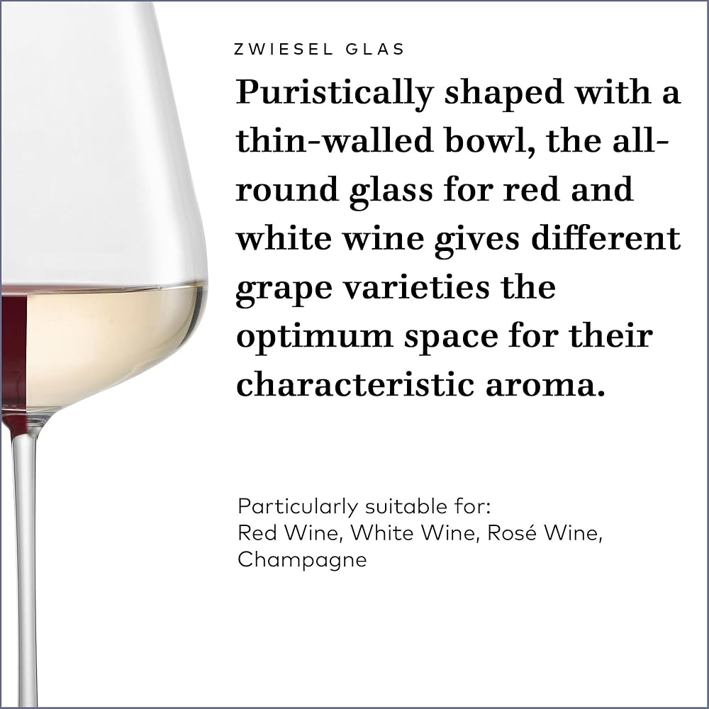 | Zwiesel Glas Vervino Allround Glass (Set of 6), Wine Glasses for Red, White and Sparkling Wine, Dishwasher-Safe Tritan Crystal Glasses, Made in Germany (23 Ounce): Wine Glasses