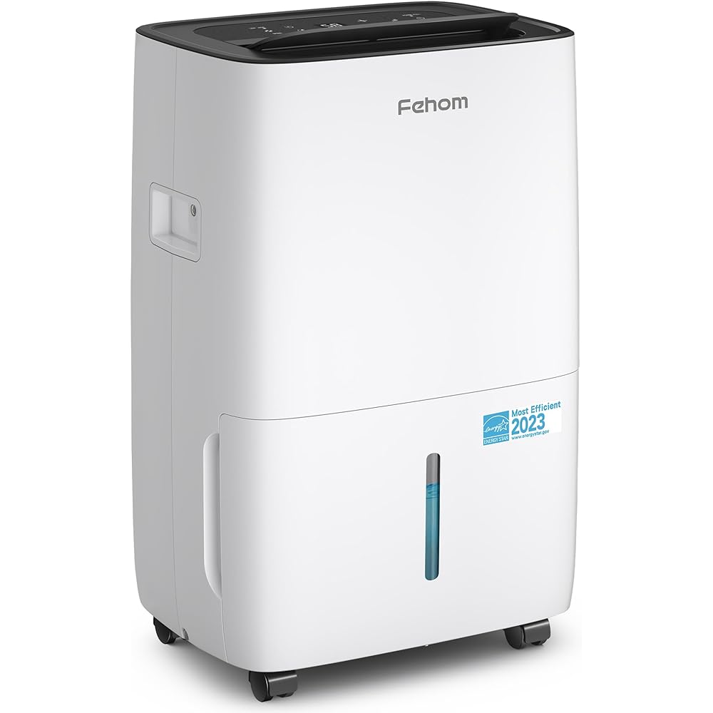- Fehom 120 Pints Dehumidifier Most Efficient Energy Star - 6,000 Sq. Ft. Dehumidifier for Basement with Drain Hose and 1.06 Gal Water Tank, Smart Dehumidifiers for Home, Large Rooms(JD025L-120)