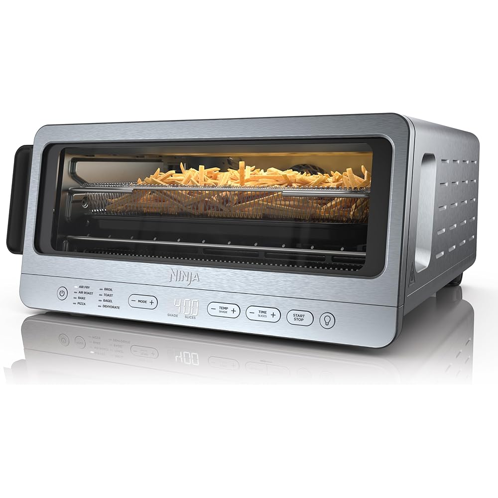 Ninja Flip Toaster Oven&Air Fryer, 8-in-1 Functionality, Flip Up&Away Capability for Storage Space, LargeCapacity, Air Fry Basket, SheetPan, Wire Rack&Removable Crumb Tray, Stainless,1800 watts, SP151 : Home & Kitchen
