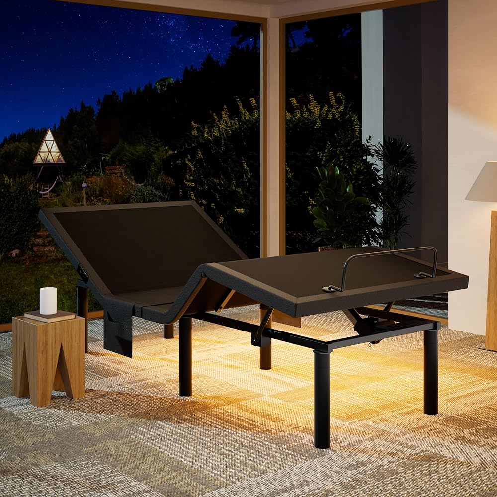 Marsail NS0 Twin XL Adjustable Bed Base - Smart Dual Motor Bed Frame with Wireless Remote, 3-Min Assembly, Zero Gravity & Anti-Snore Modes, Under Bed Lighting, 4 USB Ports : Home & Kitchen
