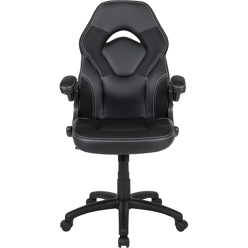 Flash Furniture X10 High-Back LeatherSoft Racing Style Gaming Chair with Flip-Up Arms, Ergonomic Padded Swivel Computer Chair, Black : Home & Kitchen