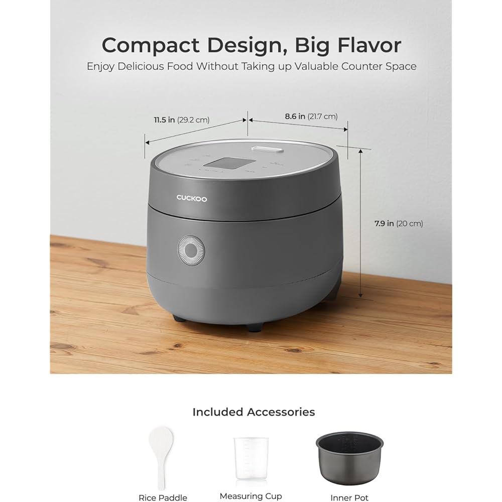 CUCKOO Rice Cooker 3 Cup Uncooked / 6 Cup Cooked, Modern Fuzzy Logic Rice Cooker Small with Delay Timer & Keep Warm Setting, Versatile Food Steamer for Cooking, Non-Stick Inner Pot, Gray (CR-0375FG): Home & Kitchen