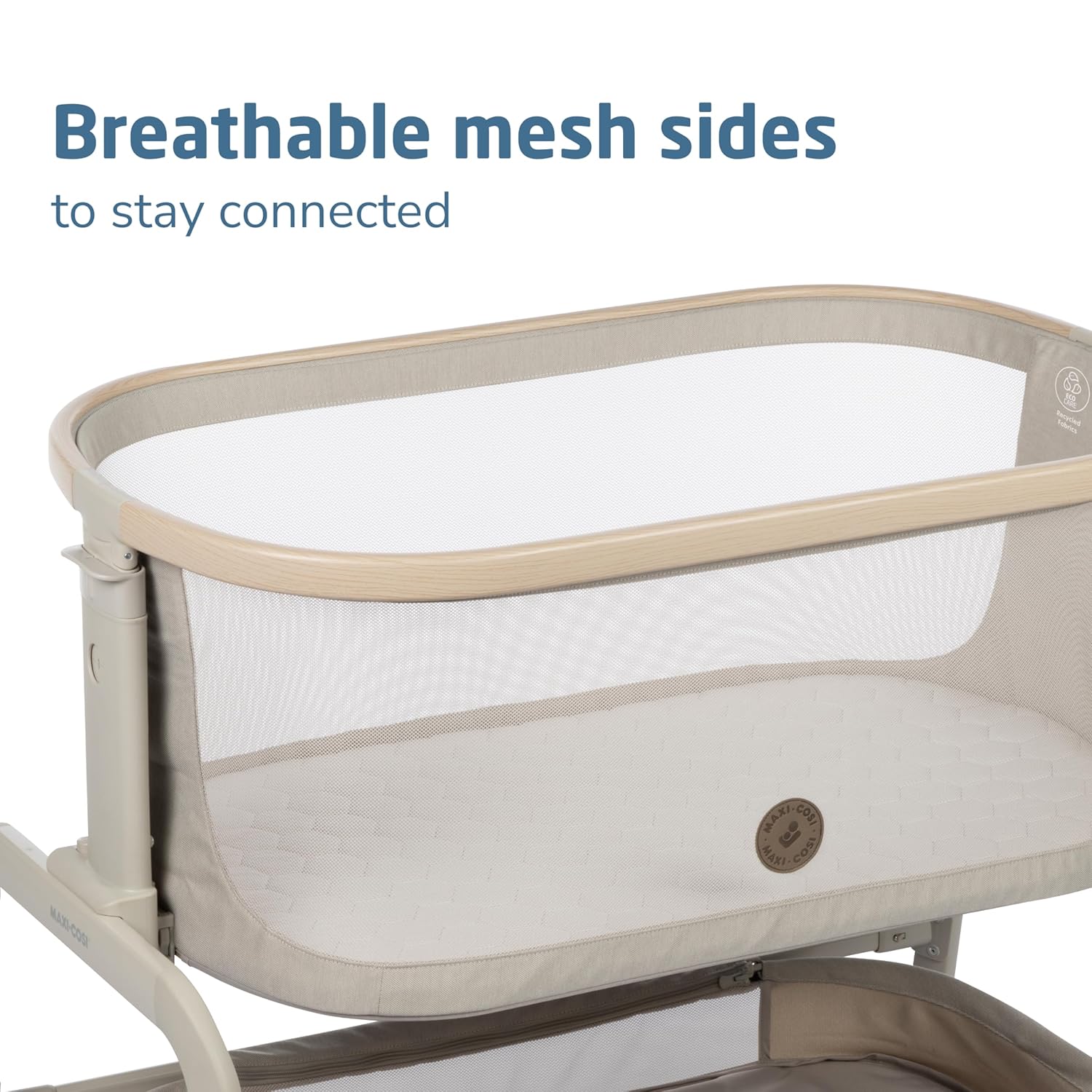 Maxi-Cosi Iora Baby Bassinets Bedside Sleeper, Portable Bassinet, Infant Bedside Sleeper Crib, Height Adjustable, Breathable Mesh, Large Storage Basket, Classic Oat : Baby