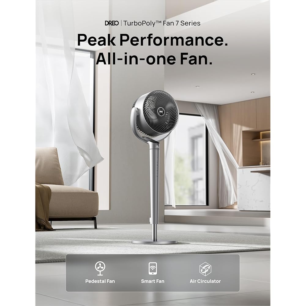 Dreo Oscillating Fan for Bedroom,150°+120° Omni-Directional Quiet Floor Fans with Smart Control, 110ft Pedestal Fan with DC Motor, 9 Speeds, 6 Modes, 43'' Inches, 12H Timer, Wi-Fi/Voice/Alexa : Home & Kitchen