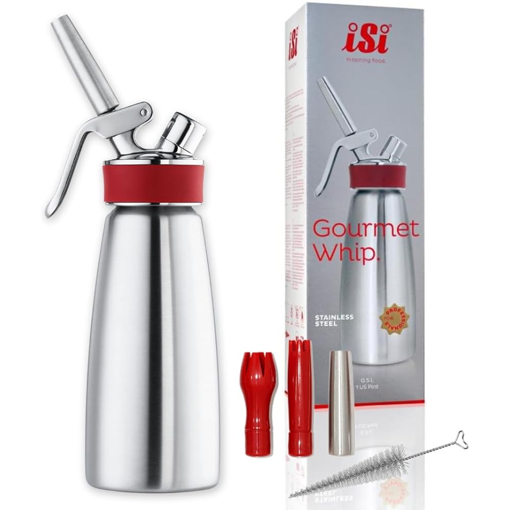 iSi Gourmet Whip (1 Pint) - Multifunctional Food Whipper for Warm & Cold Application, Stainless Steel Cream Canister - Includes 3 Decorating Tips, Dishwasher Safe - Professional Culinary Tool : Home & Kitchen