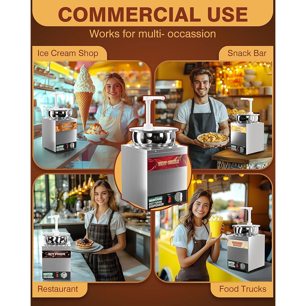 WantJoin 4.6Qt Nacho Cheese Dispenser with Pump - Nacho Cheese Warmer,Stainless Steel Hot Fudge Warmer W/5-Level Temperature Adjustment,Hot Fudge Dispenser for Hot Fudge Cheese Caramel : Home & Kitchen