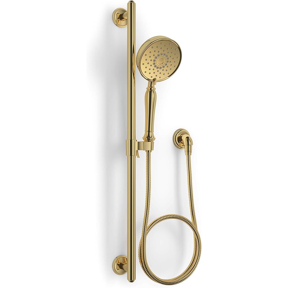 KOHLER 22163-PB Bancroft Multi-Function Handshower, Handheld Showerhead with 3 Spray Settings, 2.5 GPM, Vibrant Polished Brass