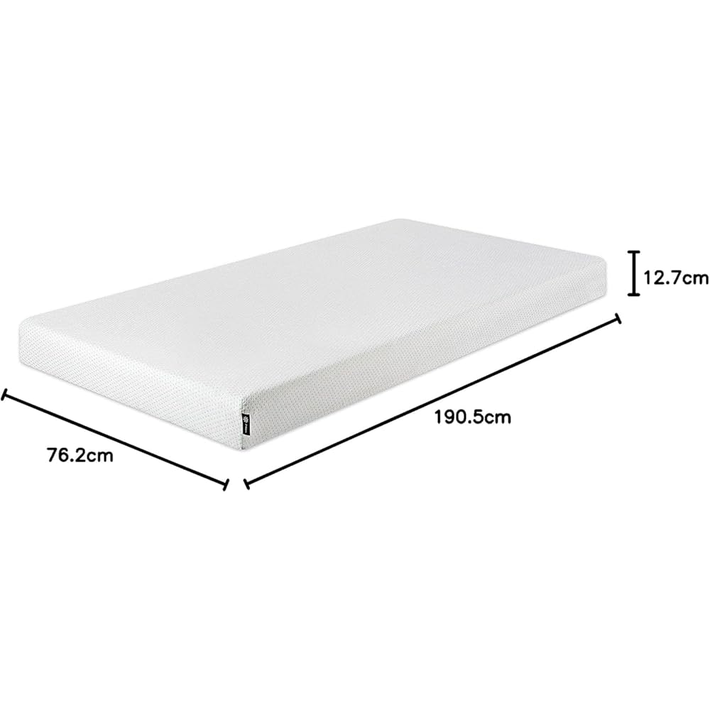 ZINUS 5 Inch Memory Foam Mattress, Narrow Twin, Fiberglass-Free, Medium Firmness, Day, Trundle & Bunk Bed Compatible, Certified Safe Foams & Fabric, Mattress in A Box, White