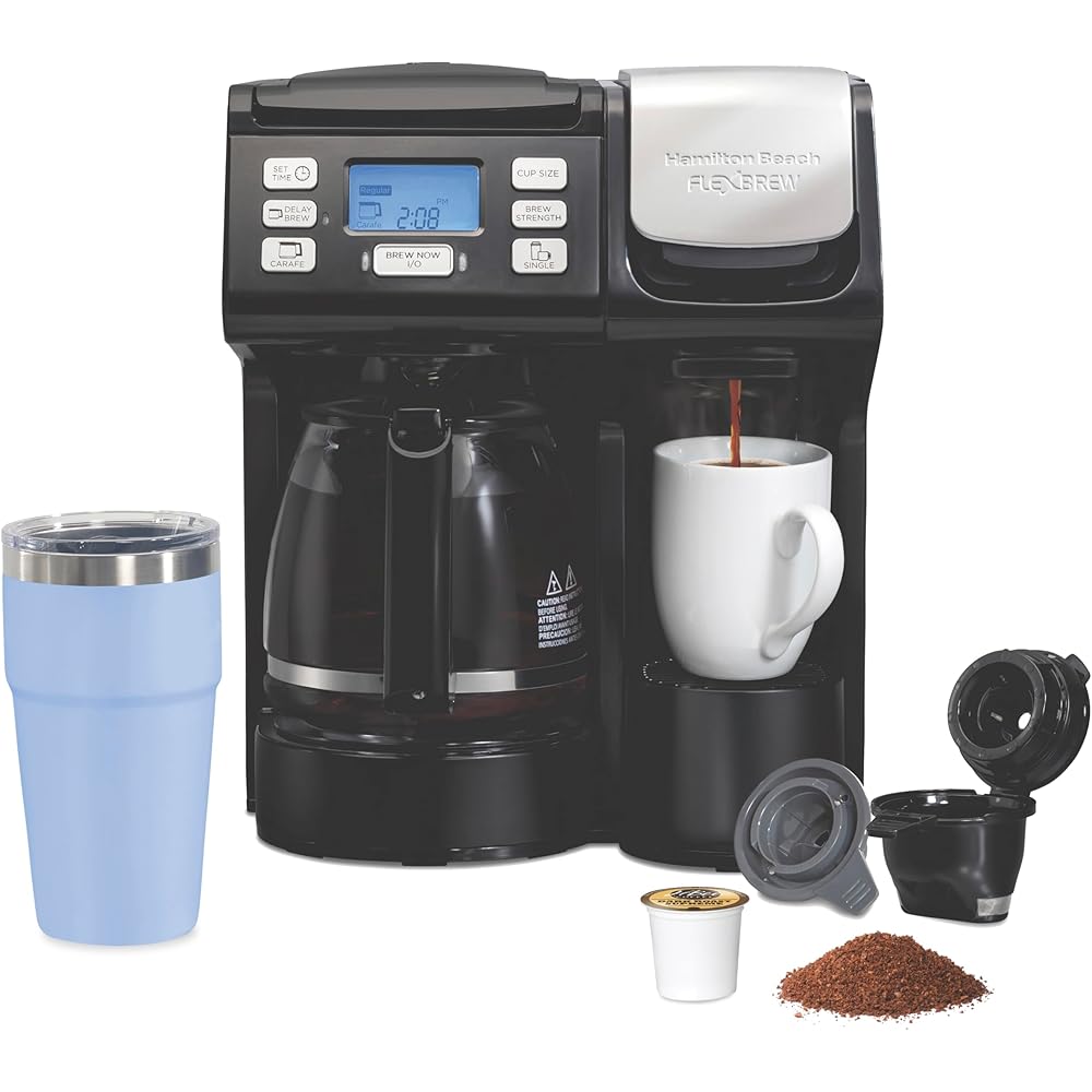 Hamilton Beach FlexBrew Trio 2-Way Coffee Maker, Compatible with K-Cup Pods or Grounds, Combo, Single Serve & Full 12c Pot, Black - Fast Brewing (49902): Home & Kitchen