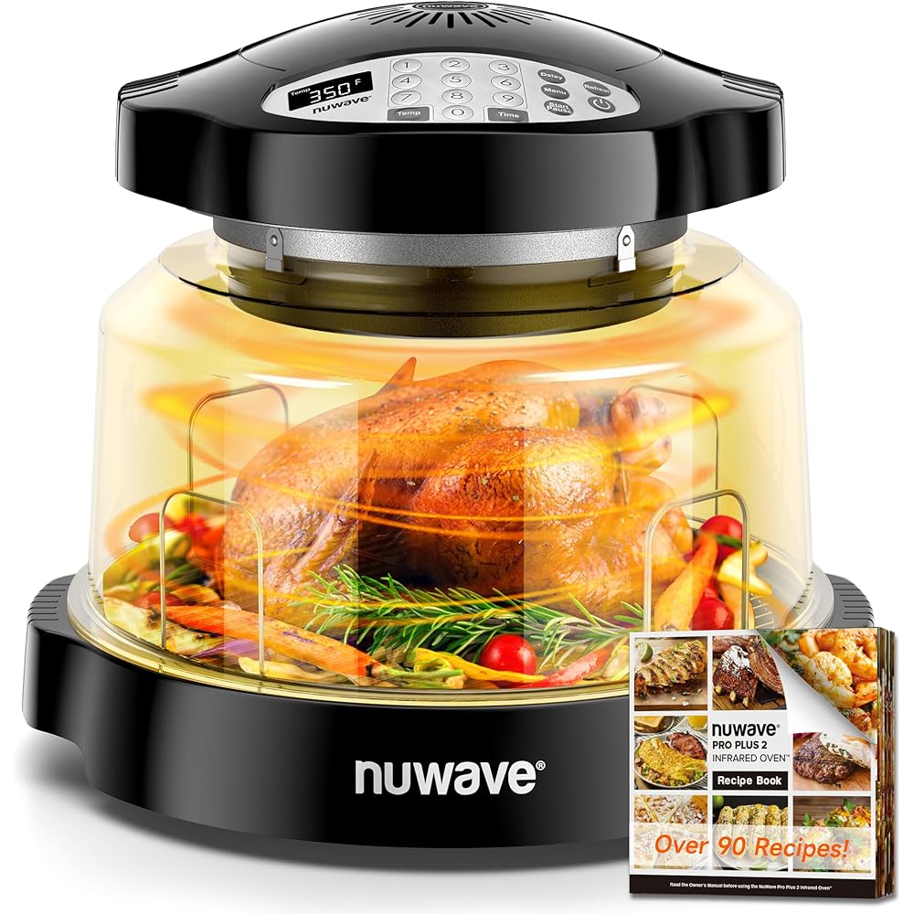 Nuwave Oven Pro Plus Air Fryer, Infra-Red Countertop, 2025 Advanced Convection, No Defrosting or Preheating, Cook Fresh or Frozen, Durable Power Dome, 100 Presets & 50 Memory, PFAS Free, Black: Home & Kitchen