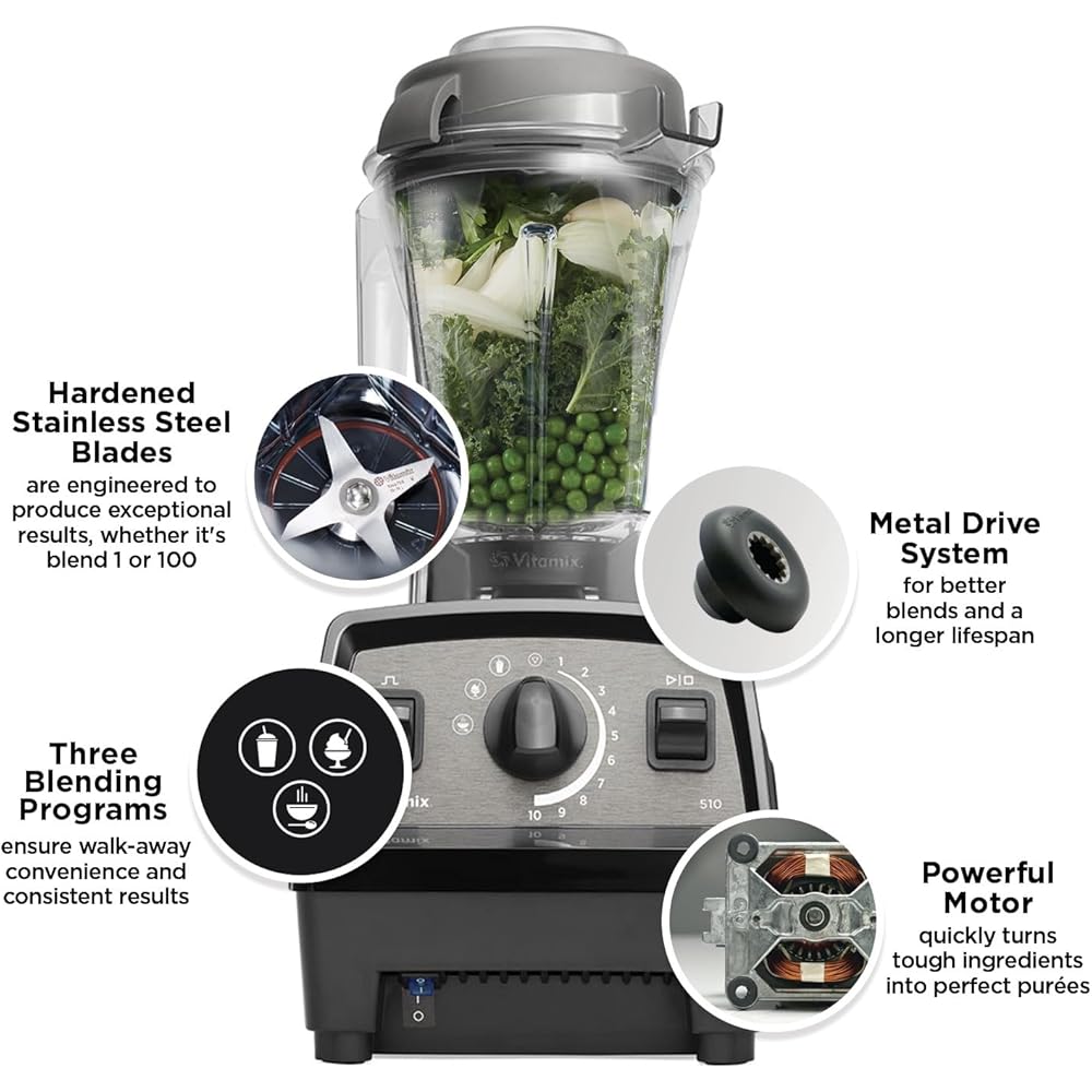 Vitamix Propel Series 510 Professional Grade Blender, 3 Presets: Smoothie, Frozen Dessert and Hot Soup, 48oz Pitcher, Black: Home & Kitchen