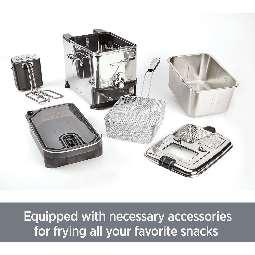 All-Clad Electric Deep Fryer with Basket and Lid, Stainless Steel Deep Fryer for Home Use, 1700W, Dishwasher Safe: Home & Kitchen