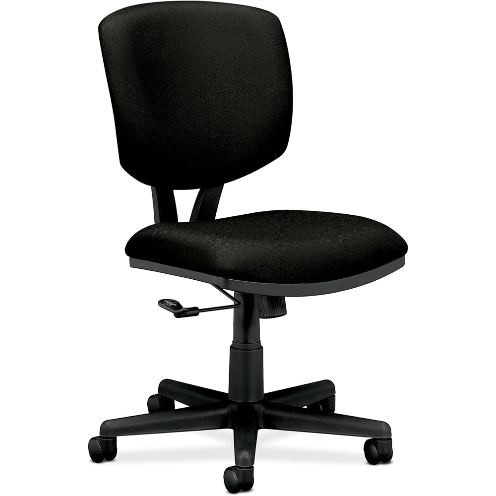 HON Volt Armless Chair, Ergonomic Adjustable Center-Tilt Recline, Fabric Back and Seat, Swivel Desk Chair, Black