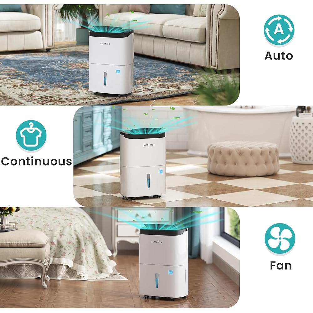 - Kesnos 80 Pints Energy Star Dehumidifier for Home & Basement with Drain Hose, Ideal for Large Spaces up to 5,000 Sq. Ft., Featuring Auto Defrost & Self-Drying Function