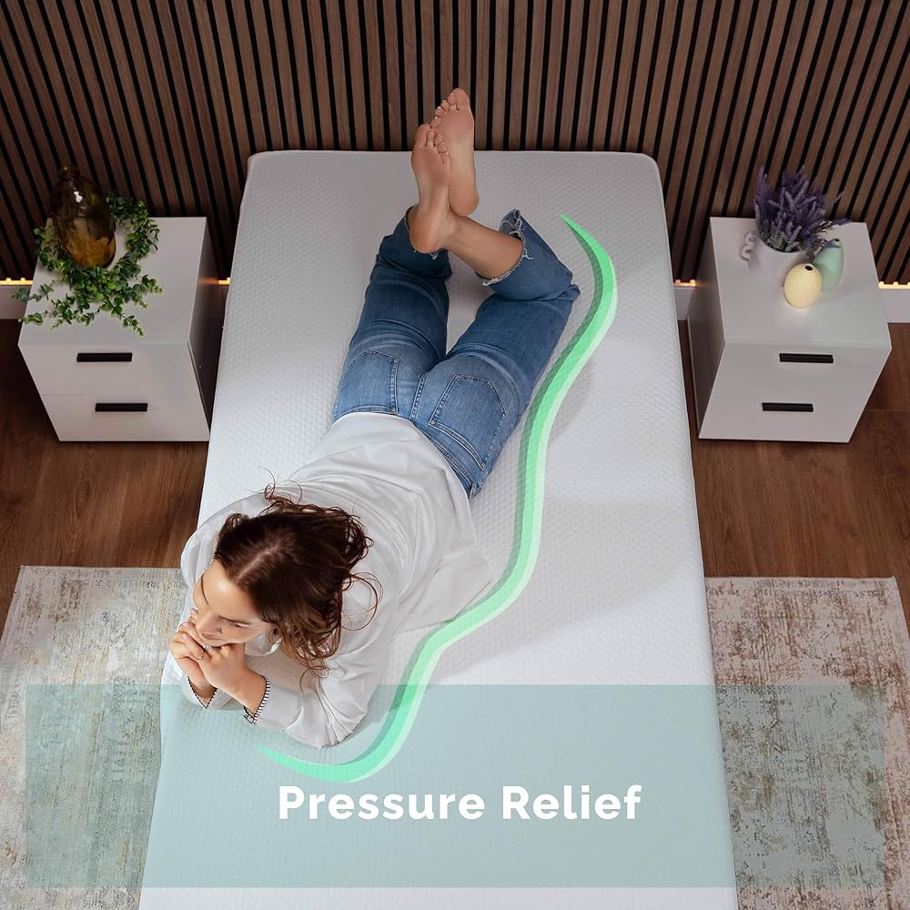 Nestl Green Tea Twin Mattress 8 Inch - Cooling Graphite Memory Foam Twin Mattress for Kids, Fiberglass Free Pressure Relief Supportive Bed in A Box, CertiPur-US Certified : Home & Kitchen