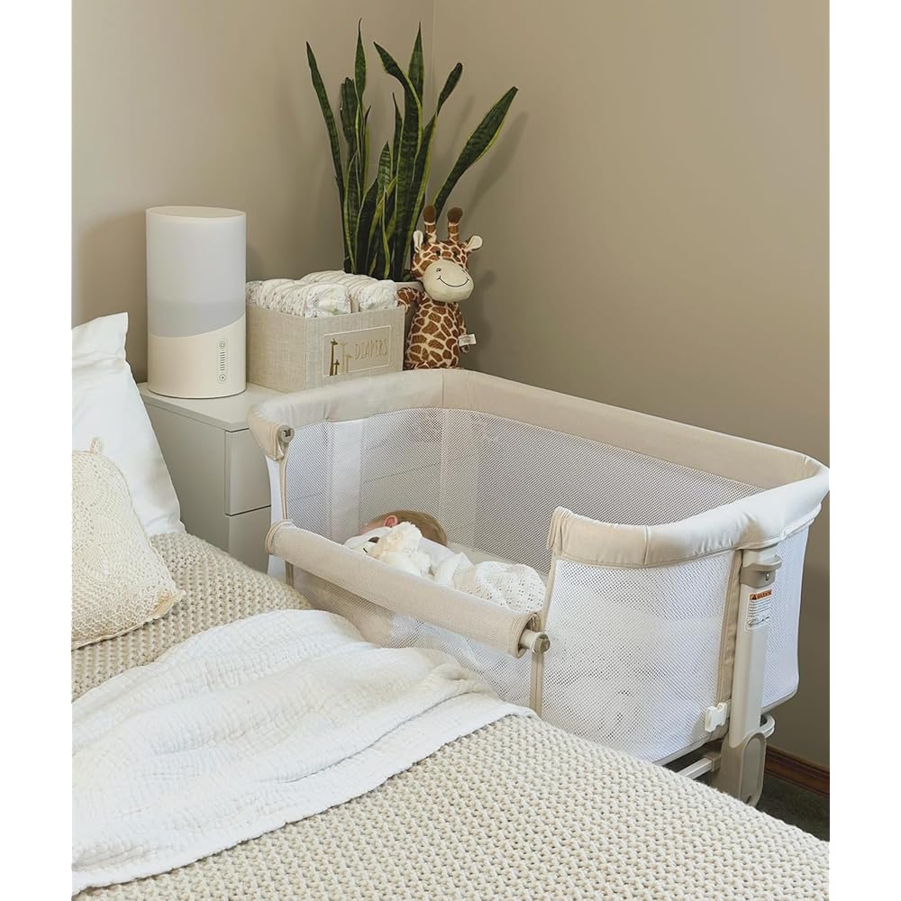 Fodoss Baby Bassinets Bedside Sleeper - All Mesh Bedside Bassinet with Wheels, 7 Height Adjustable Baby Bassinet for Infants, Beige : Baby