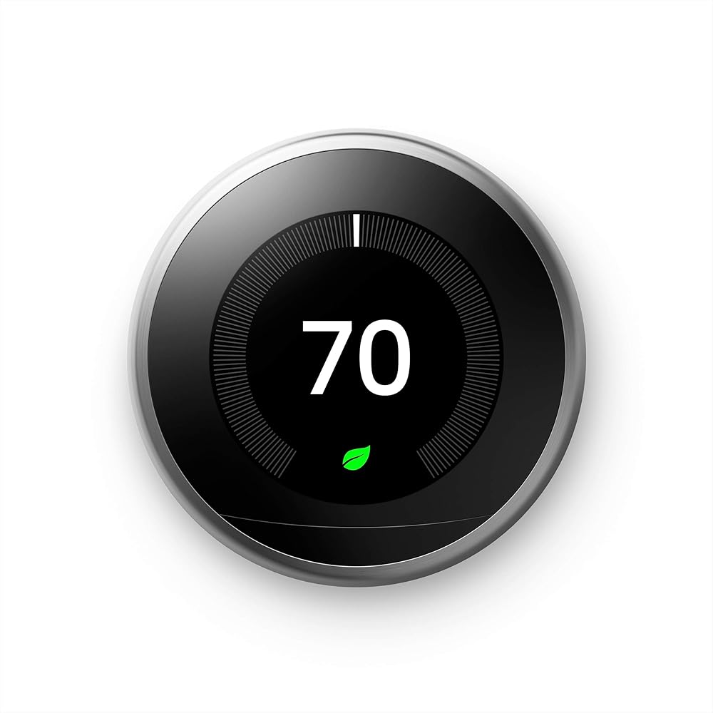 Google Nest Learning Thermostat - 3rd Gen (2015) - Programmable Smart Thermostat for Home - Works with Alexa - Stainless Steel -