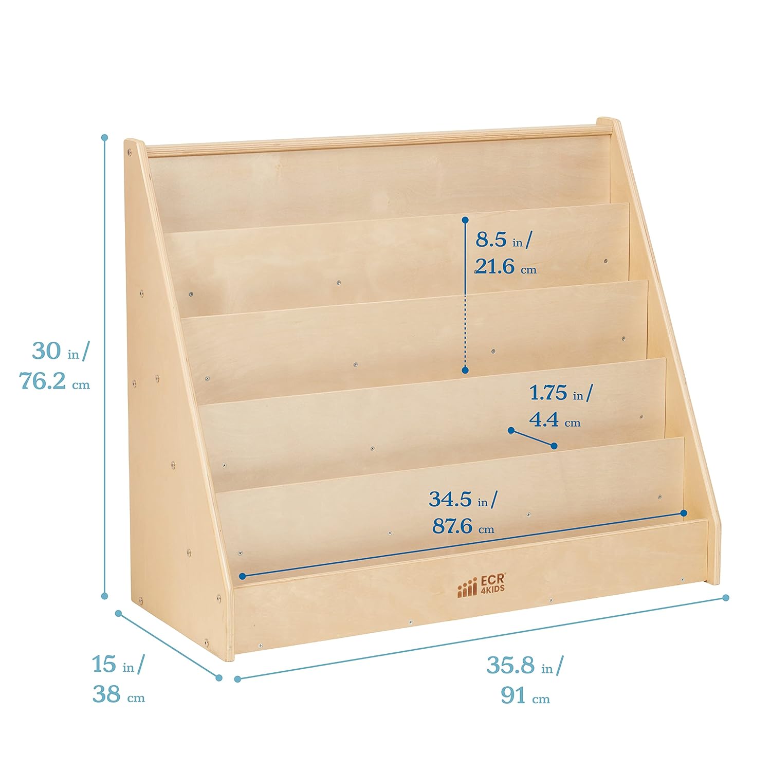 ECR4Kids Single-Sided Book Display, Classroom Bookshelf, Natural : Office Products