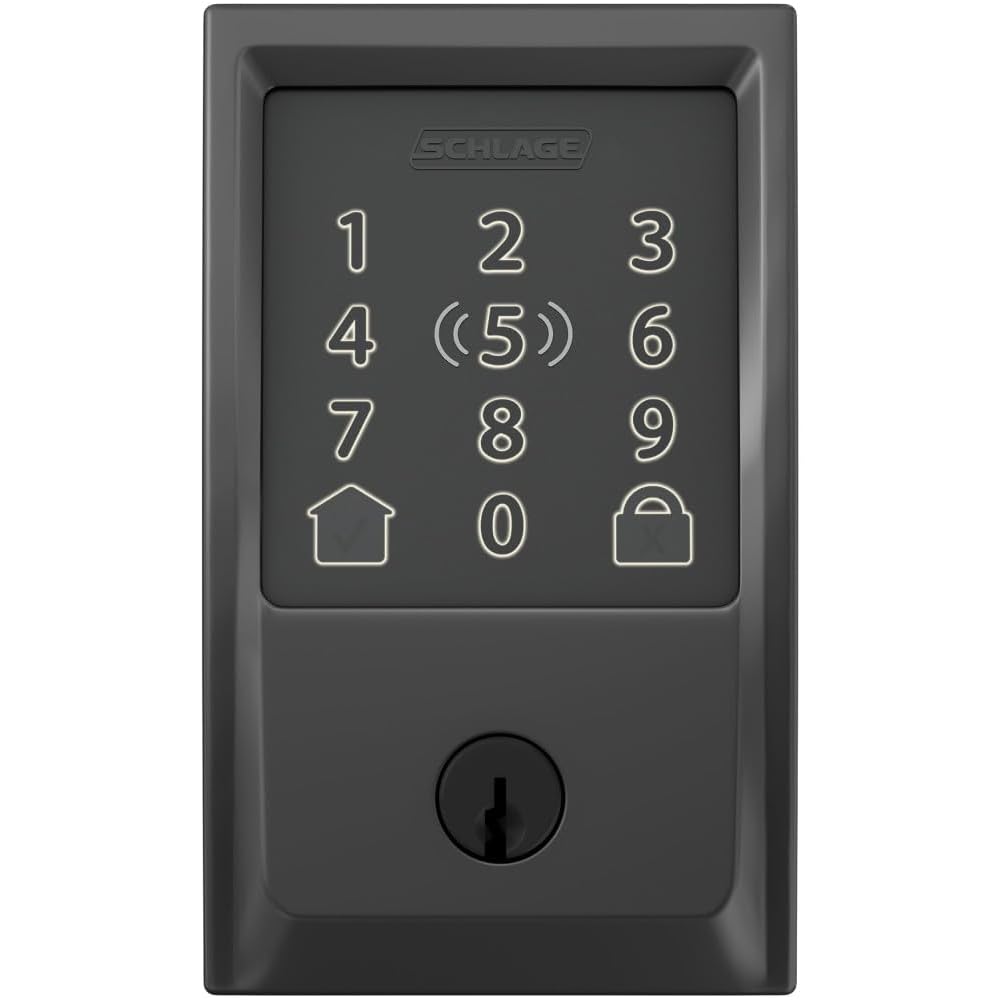 Schlage Encode Plus Smart Wi-Fi Lock for Front Door, Keyless Entry Deadbolt, Unlock with Apple Watch, Built-in WiFi and App Control, Easy Install, Alexa & Apple HomeKit Compatible, Matte Black -