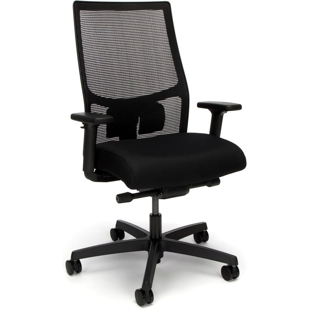 HON Ignition 2.0 Ergonomic Office Chair, Adjustable Tilt, Swivel Wheels, Comfy for Long Hours, Home Office Desk Chairs, Black