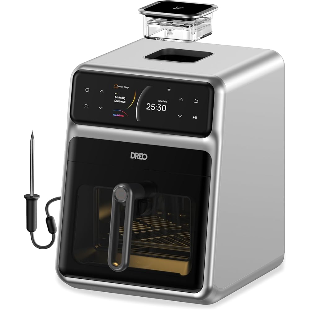 Dreo ChefMaker Combi Fryer, Cook like a pro with just the press of a button, Smart Air Fryer Cooker with Cook probe, Water Atomizer, 3 professional cooking modes, 6 QT : Home & Kitchen