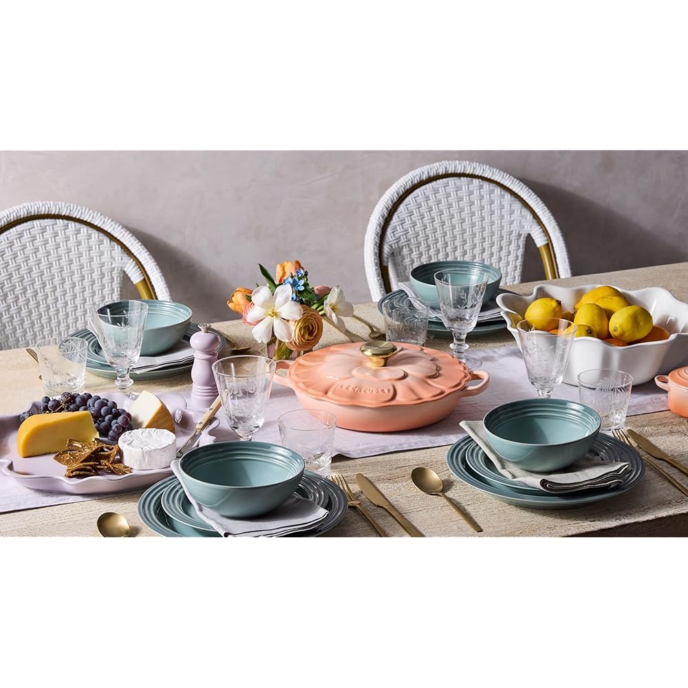 Le Creuset Signature Enameled Cast Iron Petal Braiser, 2.25qt., White w/Gold Knob