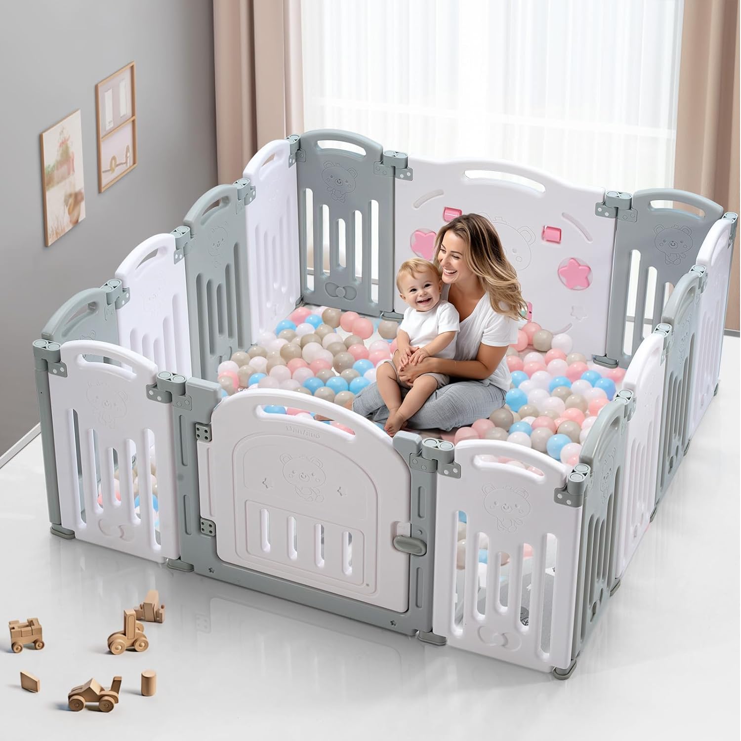 : Baby Playpen, Uanlauo Safety Play Yard, Easy Assemble Play Pens for Babies and Toddlers, Sturdy Baby Gate Playpen, Toddler Playpen, Portable Indoor Outdoor Use, Foldable Baby Playpen (14 Panel, Grey) : Baby