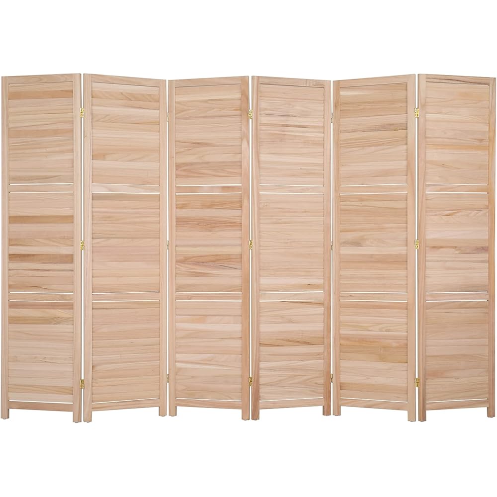 Bonnlo Wood Room Divider Privacy Screen, 5.9 Ft Tall Folding Partition Wall Divider, Indoor Freestanding Hinged Space Separator (Natural, 6 Panel) : Home & Kitchen